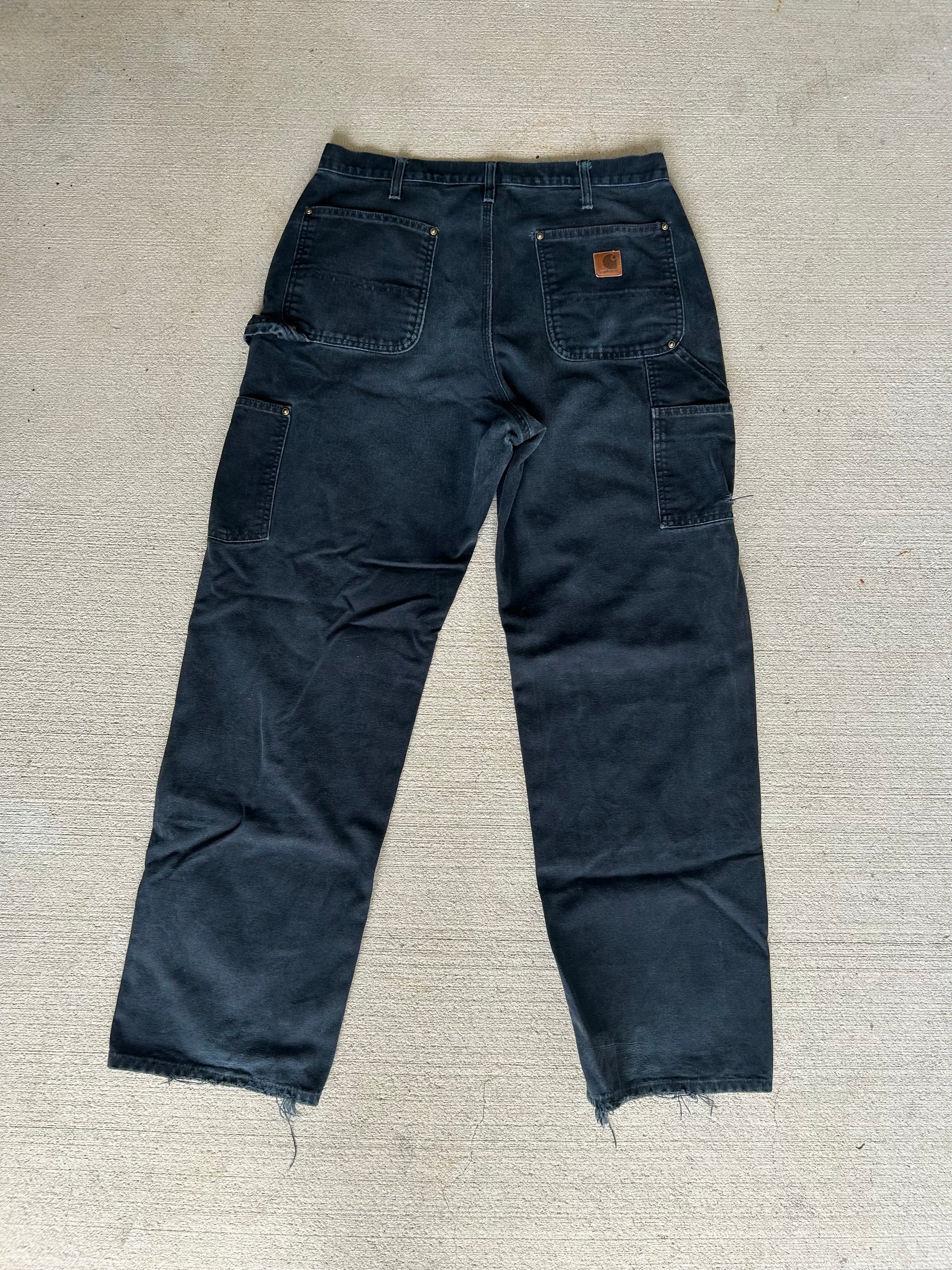 Faded Black Carhartt Double Knees 35x33