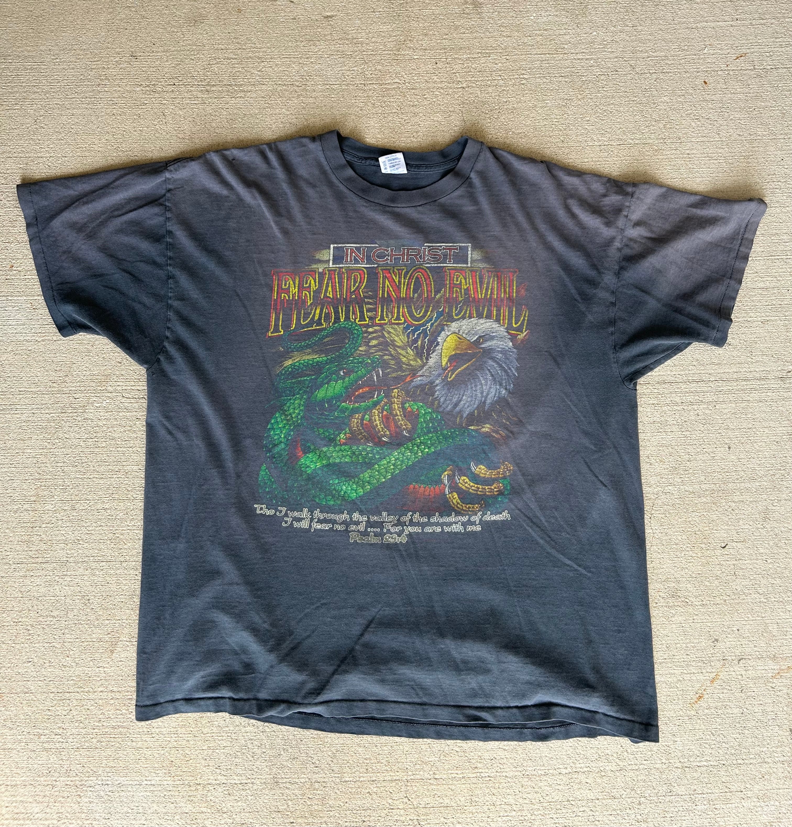 90’s Faded Fear No Evil Jesus Tee XL