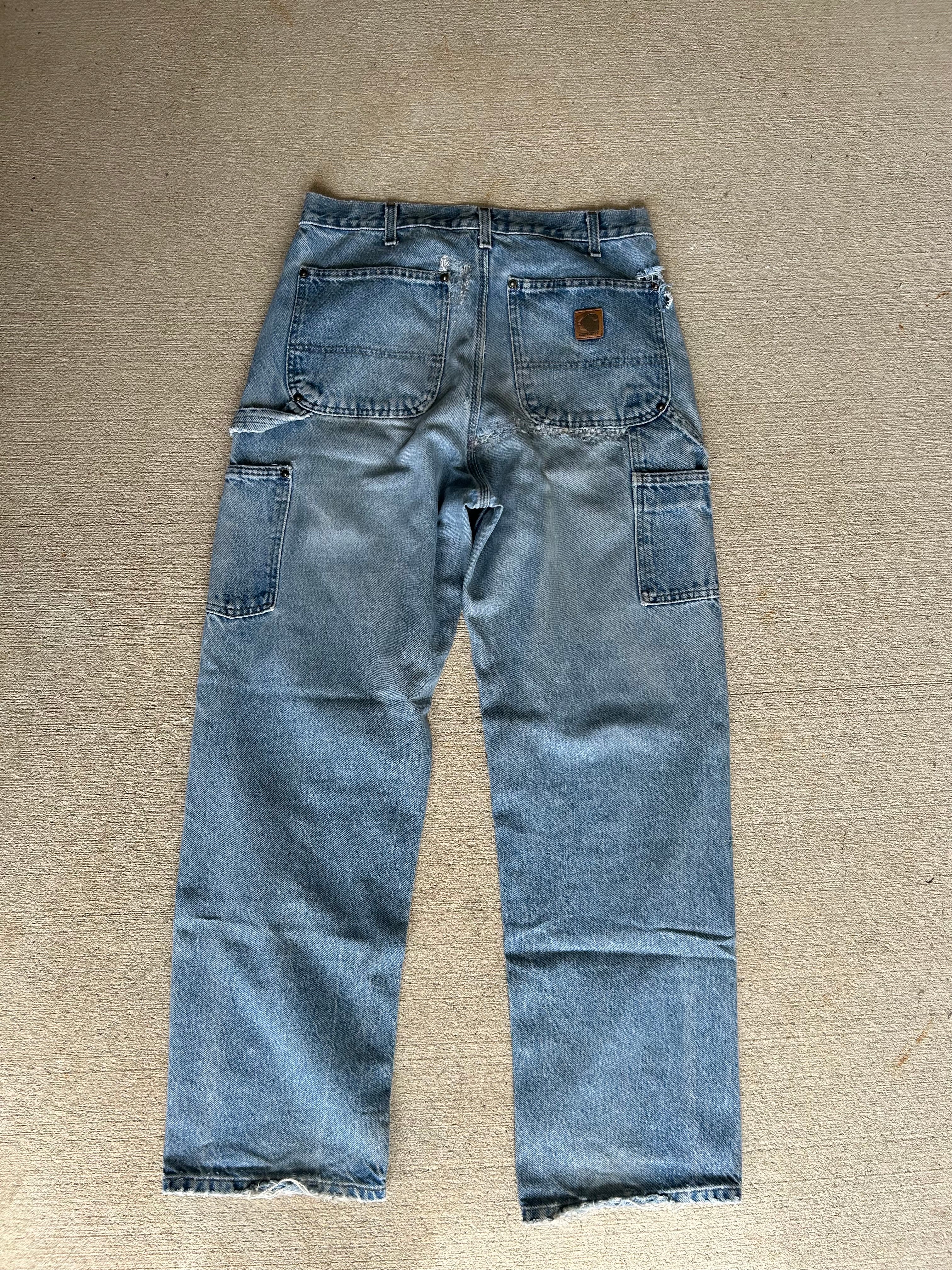 Faded/Distressed Denim Carhartt Double Knees 32x32
