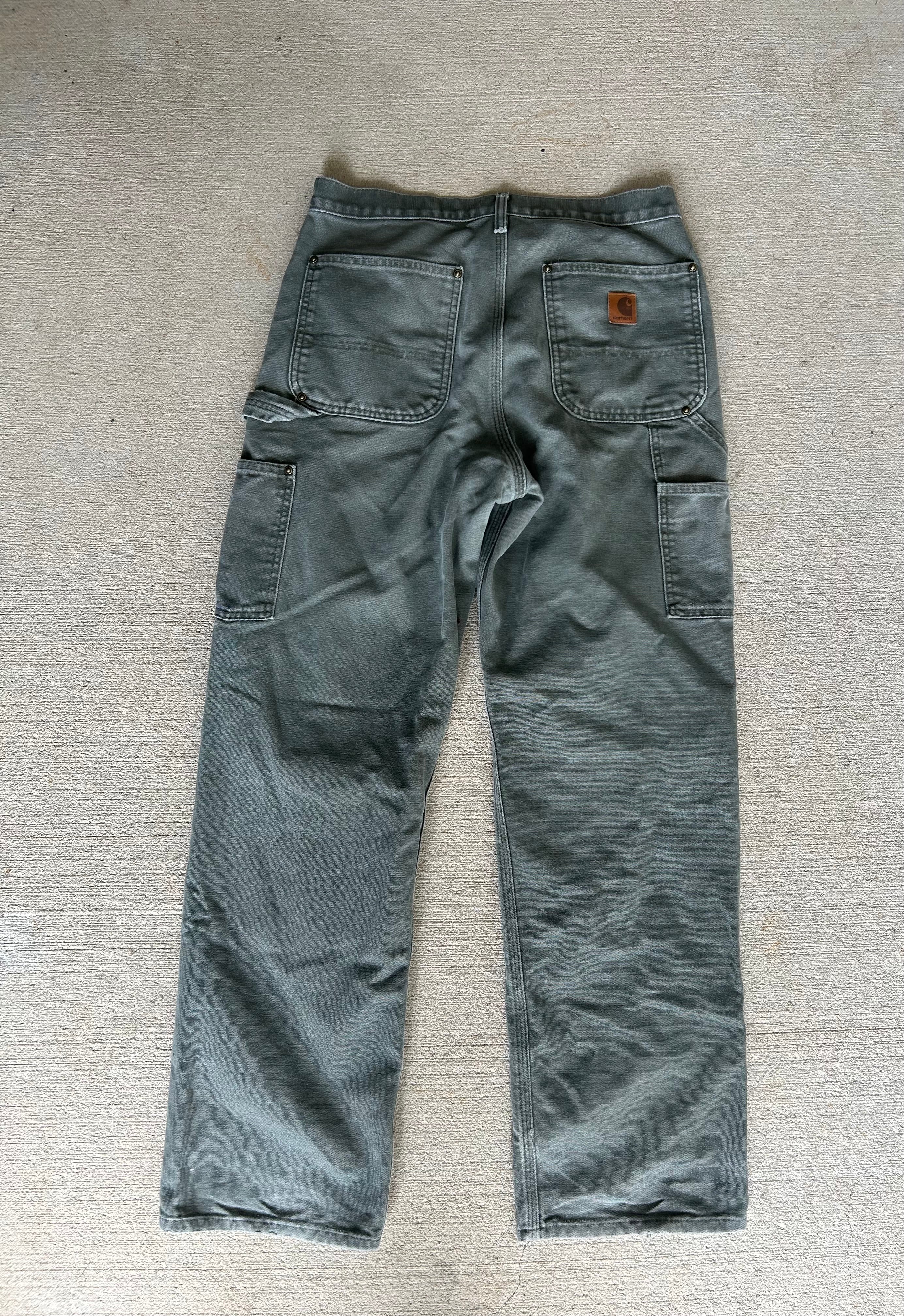 Faded/Distressed Olive Carhartt Double Knees 32x32
