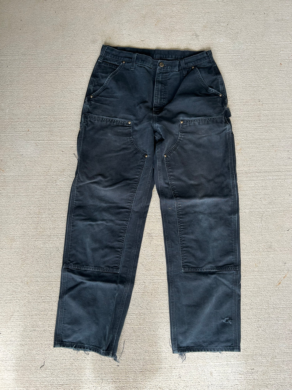 Faded Black Carhartt Double Knees 35x33
