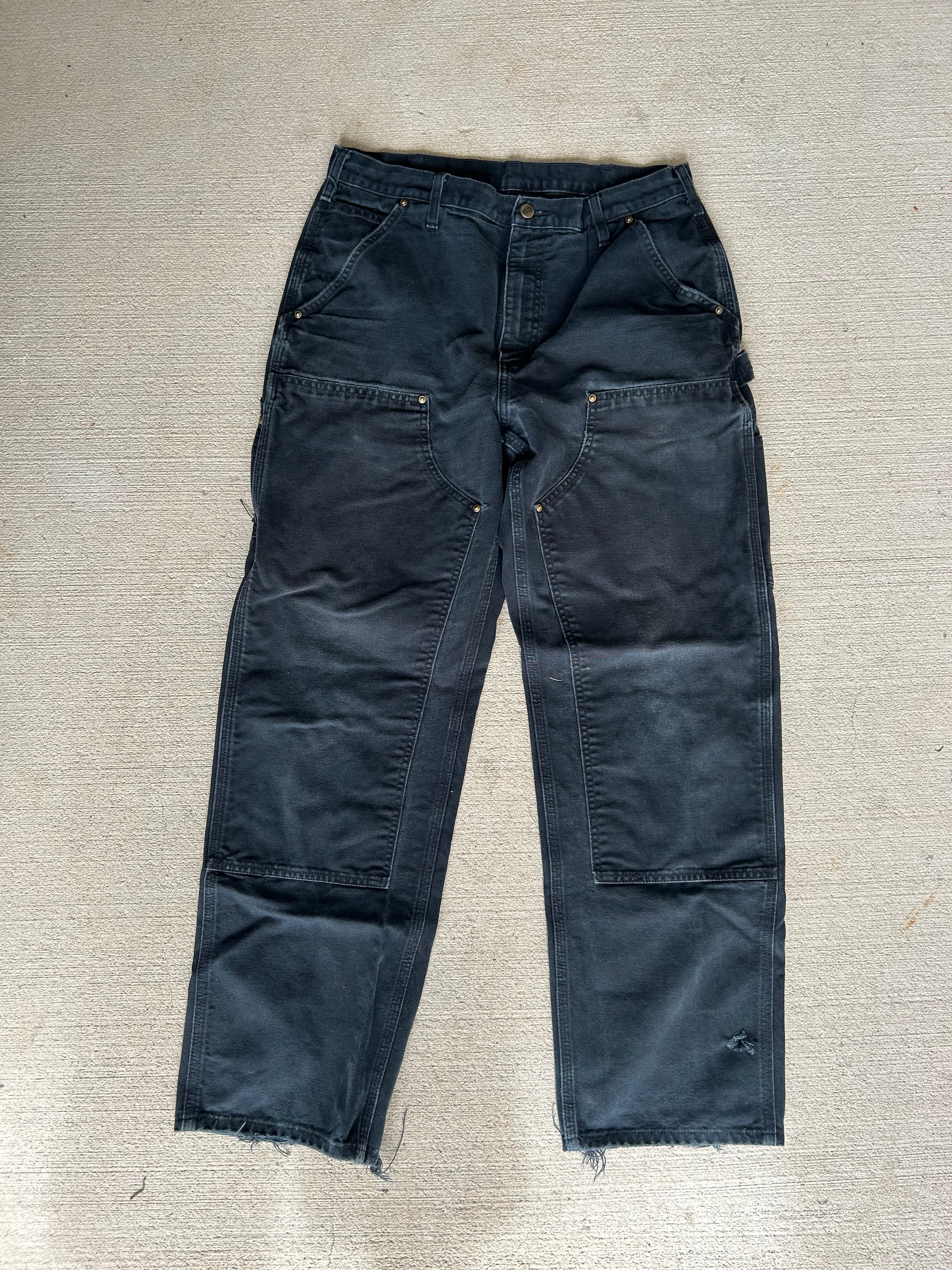 Faded Black Carhartt Double Knees 35x33