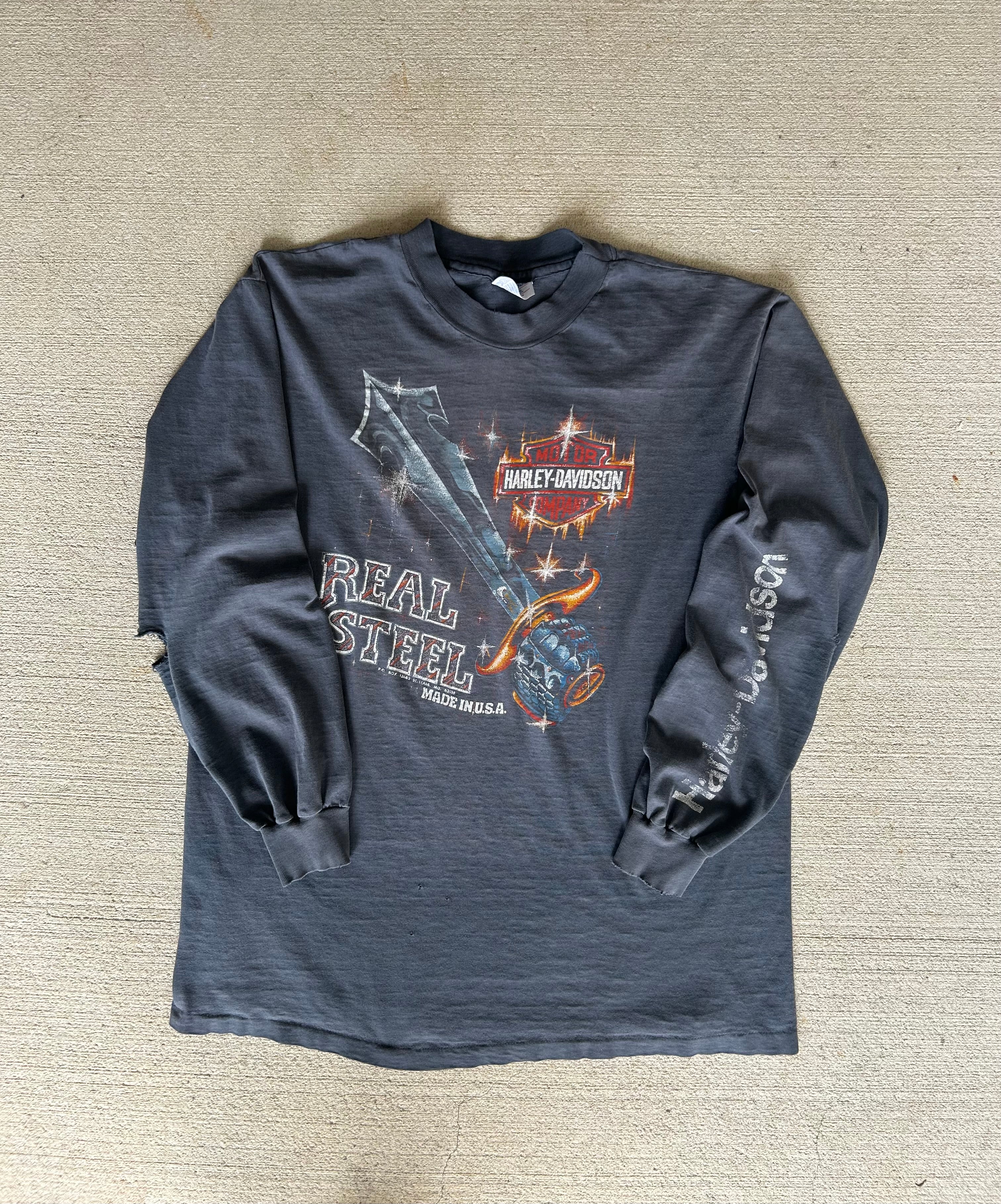 80’s Faded Harley Real Steel Longsleeve XL